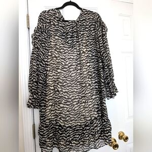 Sheer Lined Zebra Print Dress